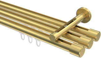 Innenlauf-Gardinenstangen-Set Siteno Santo 160 cm, 3-läufig, 20 mm Ø Messing-Optik