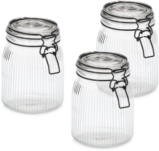 Zeller Present Vorratsglas mit Bügelverschluss, 3-tlg, Glas, Metall, (Set, 3-tlg), luftdicht, schützt vor Feuchtigkeit