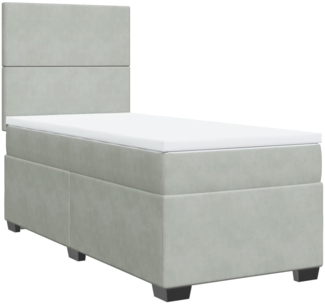 vidaXL Boxspringbett mit Matratze Hellgrau 90x190 cm Samt 3290780