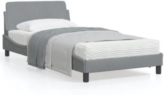 vidaXL Bettgestell "Dover" Hellgrau 100x200 cm Stoff 373125