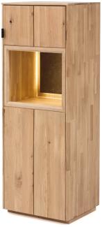Vitrine Porto 2 Eiche bianco massiv 50 x 140 x 42 cm Vitrinenschrank ohne Beleuchtung, mit Steinrückwand