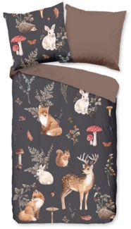 Pure Bettwäsche Microfaser Bettwäsche 135 X 200 cm + 1- 80 X 80 cm Rox bunt autumn ani, Microfaser, 2 teilig, bettwäsche 135x200 microfaser sale warm weihnachten 135x200 bettbezug