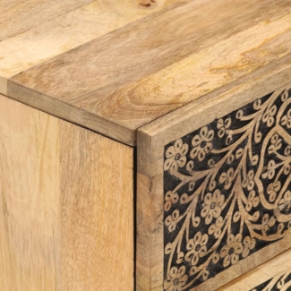 2er-Set Nachttische, Nachtschränke 40 x 33 x 46 cm Massivholz Mango