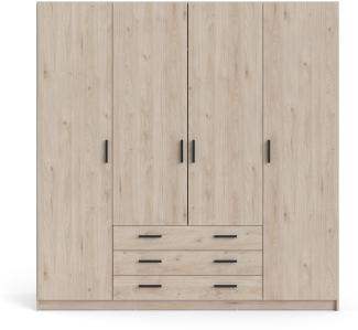 Spell Kleiderschrank B183cm 4 Türen 3 Schubladen Hickory Schlafzimmer Schrank