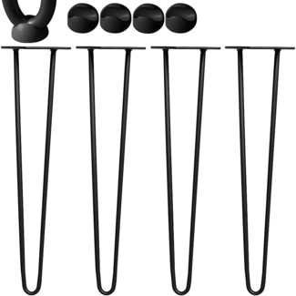 Tischbeine 4x Hairpin 86 cm Haarnadelbeine Schwarz Gestell Möbelfüße Tischkufen