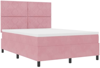 vidaXL Boxspringbett mit Matratze mit Kopfteil Rosa 140 x 190 cm Samt 3339901