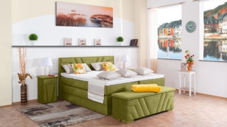 Meisterbetten Boxspringbett Terz 140x220 in DS-Apfelgrün, Matratzenbezug Nano, Komfortschaum-Topper