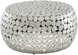 Couchtisch Metall Silber 66 x 66 x 32 cm Sofatisch Aluminium, Design Wohnzimmertisch Rund, Kleiner Kaffeetisch Modern, Beistelltisch Anstelltisch Wohnzimmer