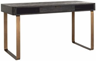 Casa Padrino Luxus Schreibtisch mit Schublade Antik Schwarz / Messing 140 cm - Büro Möbel