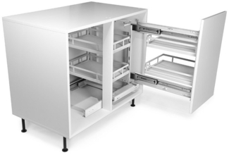 Prima-Online Eckschrank Eckschrankbeschlag 80/90/100cm Schwenkauszug Weiß Schränke Vollauszug