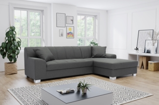 DOMO. collection Ecksofa Capri, Sofa in L-Form mit Füßen aus Chrom, Eckcouch, Polsterecke, Couch 239 x 152 x 75 cm (BxTxH), grau