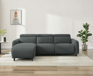 Home affaire Ecksofa SKAANE in Cord, L-Form, 274 cm, manuelle u. elektrische Funktion, rundes Design, Kopfteilverstellung, Federkernpolsterung