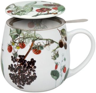 Könitz Tasse My favourite tea Früchte mit Sieb und Deckel Porzellan 0,35 L, 1-tlg, 3-tlg.