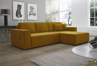 Ecksofa Schlafsofa Sofa CONOR PREMIUM Stoff Kronos Goldbraun Ottomane Rechts