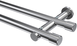 Gardinenstangen-Set Platon Santo 180 cm, 2-läufig (ohne Ringe), 20 mm Ø Chrom