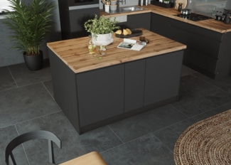 KOCHSTATION Kücheninsel KS-Bruneck, Breite 153 cm, MDF-Fronten, Arbeitsplatte 38mm stark