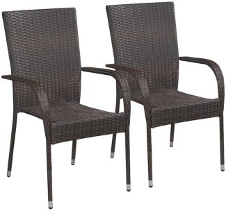 vidaXL Stapelbare Gartenstühle 2 Stk. Poly Rattan Braun 44237