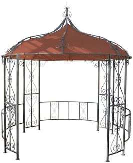 Pergola Almeria, Rundpavillon Garten Pavillon, stabiles Stahl-Gestell Ø 3m ~ terracotta-braun