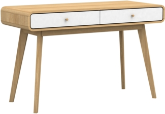 Schreibtisch >Janne< 2 Schubladen, in Eiche und weiss - 120x79x50cm (BxHxT)