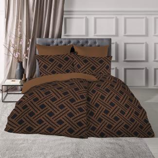 Fleuresse Black Premium Mako-Brokat-Damast Bettwäsche mit Uni Wendeseite 484314 messing Größe: 200x200 cm