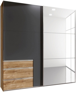 Schwebetürenschrank LEVEL 36 A, 250/236, mit Spiegel/Schubladen, Graphit