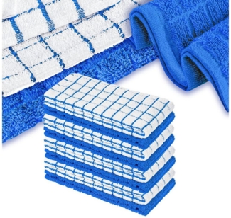 StickandShine Geschirrtuch 8 Stück Geschirrtücher aus 100% Baumwolle Frottee SET Kariert Uni, (Spar SET, kariert und unifarben), kariert und uni geschmischt