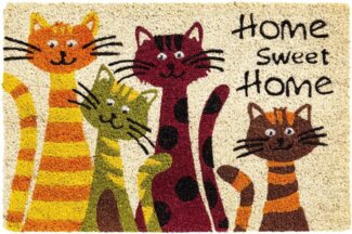 matches21 HOME & HOBBY Fußmatte Kokosmatte Katzen Sweet Home 40x60 cm als aussen Sauberlaufmatte, rechteckig, Höhe: 15 mm, Rutschfeste Spruch Kokos-Türmatte als Outdoor Schmutzfangmatte
