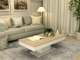 Vente-unique - Couchtisch mit Stauraum - Eichenholz-Optik - Weiß - ASTULIA