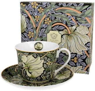 DUO ART GALLERY Jumbobecher 400 ml PIMPERNEL mit Untertasse, New Bone China Porzellan