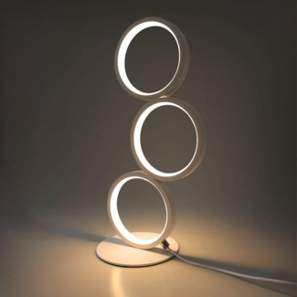 ZMH Led Tischlampe Dimmbar Nachttischlampe Touch Modern Design Tischleuchte Metall Deko Ring Schreibtischlampe Weiß Kreis Aluminium Leselampe für Wohnzimmer Schlafzimmer Arbeitszimmer Büro