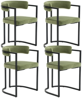 WAHSON OFFICE CHAIRS Esszimmerstuhl 2er Set, aus Samt Polsterstühle mit schwarzen Metallbeinen, Eckstühle (4 St)