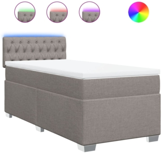 vidaXL Boxspringbett mit Matratze Taupe 100x200 cm Stoff 3288110