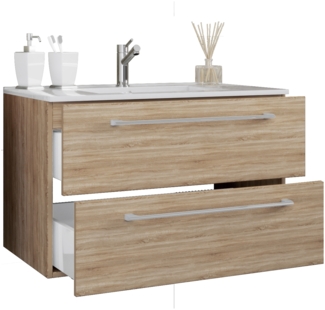 VCM Badmöbel Waschtisch Badinos 914846 Sonoma-Eiche (Sägerau) H. 52 x B. 60 x T. 46 cm
