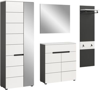 Garderoben-Set >Canu< in Basalt Grau / Weiß - 220 x 190 x 37 cm (BxHxT)