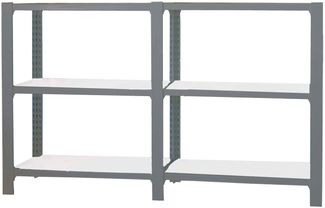 Simon Rack Officlick Bücherregal, 2 Module, 1000 x 1800 x 300 mm, 3 Ebenen, Industriestil, Metall, Anthrazit/Weiß