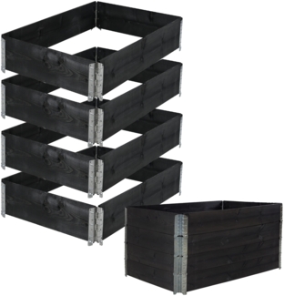 Hochbeet 4er Set Palettenrahmen Pflanzbeet 120x80x80 cm aus Holz schwarz Garten Balkon stapelbar