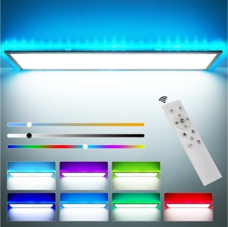 OULENBIYAR LED Deckenleuchte Dimmbar mit Fernbedienung 40W RGB Backlight Flach Deckenbeleuchtung, LED fest integriert, Kaltweiß, Naturweiß, Warmweiß, RGB, 120x30x3,9 cm, 12-Farben für Schlafzimmer Küche Wohnzimmer Flur
