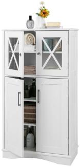 KOMFOTTEU Hochschrank Badezimmerschrank mit Glastüren, 60 × 30 × 108cm