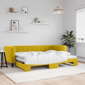 vidaXL Tagesbett Ausziehbar Gelb 80x200 cm Samt 3196689