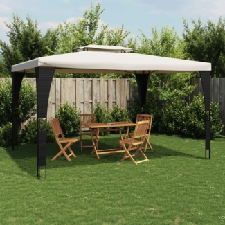 vidaXL Pavillon mit Doppeldach Creme 3,98x2,98 m Stahl 368442