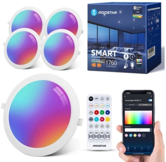 Aigostar LED Einbauleuchte Smart Decken Einbaulampe RGB+CCT Kompatibel mit Alexa Bluethooth Mesh, Ф200-220mm