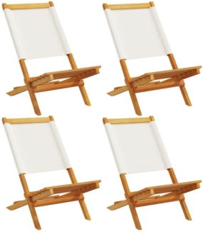 vidaXL Gartenstühle 4 Stk. Klappbar Cremeweiß Stoff und Massivholz 3214637