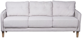 DRW 3-Sitzer-Sofa aus Polyester mit Beinen aus Holz, Gummi, Hellgrau, 189 x 75 x 86 cm