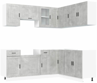 vidaXL 11-tlg. Küchenschrank-Set Porto Betongrau Holzwerkstoff 3314965