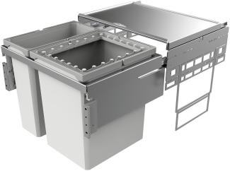 Abfallsorter COX Base 460 R/600-2 hellgrau mit 60 (1x39+1x21) Liter Volumen / Schrankbreite 60 cm / Abfalleimer / Abfallsammler
