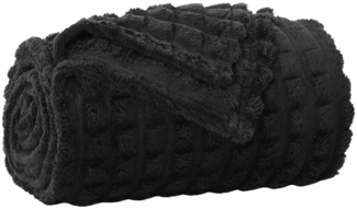 Überwurfdecke, Wohndecke Schwarz 270 x 240 cm Fleece