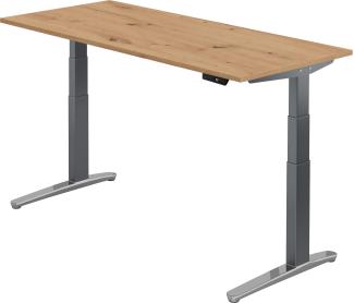 bümö elektrisch höhenverstellbarer Schreibtisch 180x80 cm mit Memory-Steuerung - Design Schreibtisch höhenverstellbar elektrisch, elektrischer Schreibtisch Asteiche, Gestell graphit/alu, XBHM-19-R-GC