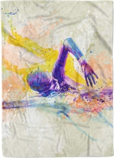 Sinus Art Handtücher SplashArt Sport Handtuch Strandhandtuch Saunatuch Kuscheldecke Kunstvoll Schwimmen III Sp, Baumwolle-Polyester-Mix (1-St), Handtuch
