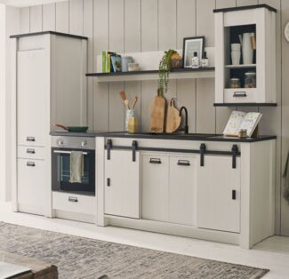 Küche Stove in weiß Pinie und anthrazit Landhaus Set 5-tlg.