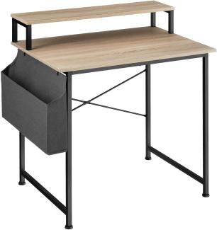 Schreibtisch mit Ablage und Stofftasche - Industrial Holz hell, Eiche Sonoma, 80 cm